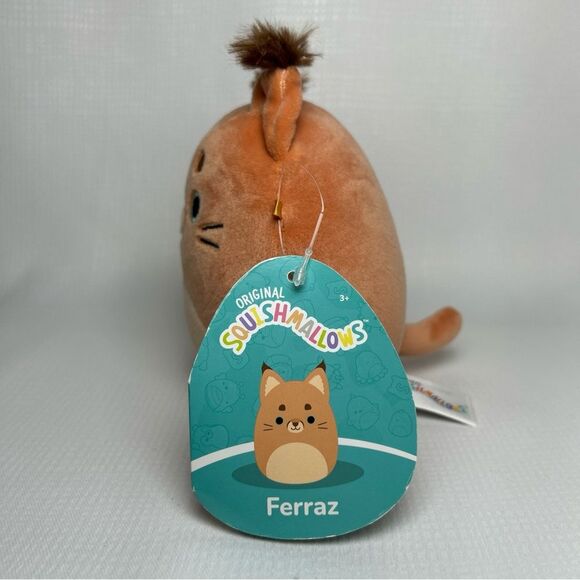 NWT Squishmallows 5” FERRAZ Orange Caracal Cat Brown Fluffy Pointed Ear Tips - Picture 4 of 4